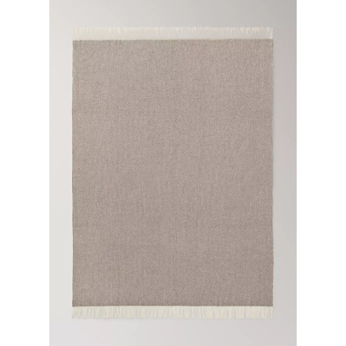 Couverture en laine à rayures avec franges marron clair/pastel, MANGO HOME