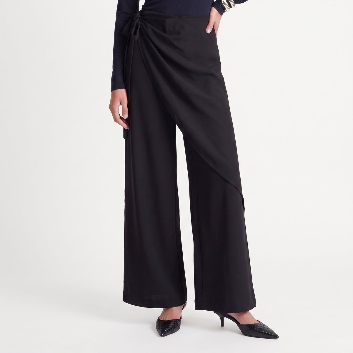 Pantalon portefeuille en taille haute ERERINE noir, ARTLOVE