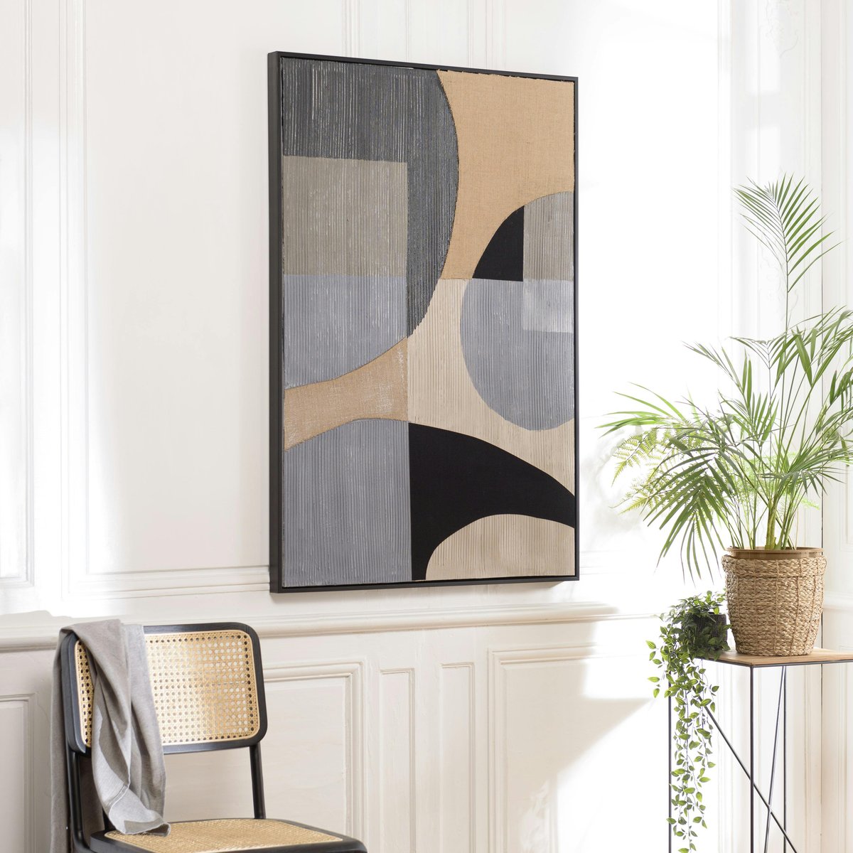 Tableau design formes géométriques superposées 83 x 123 cm beige, PIER IMPORT