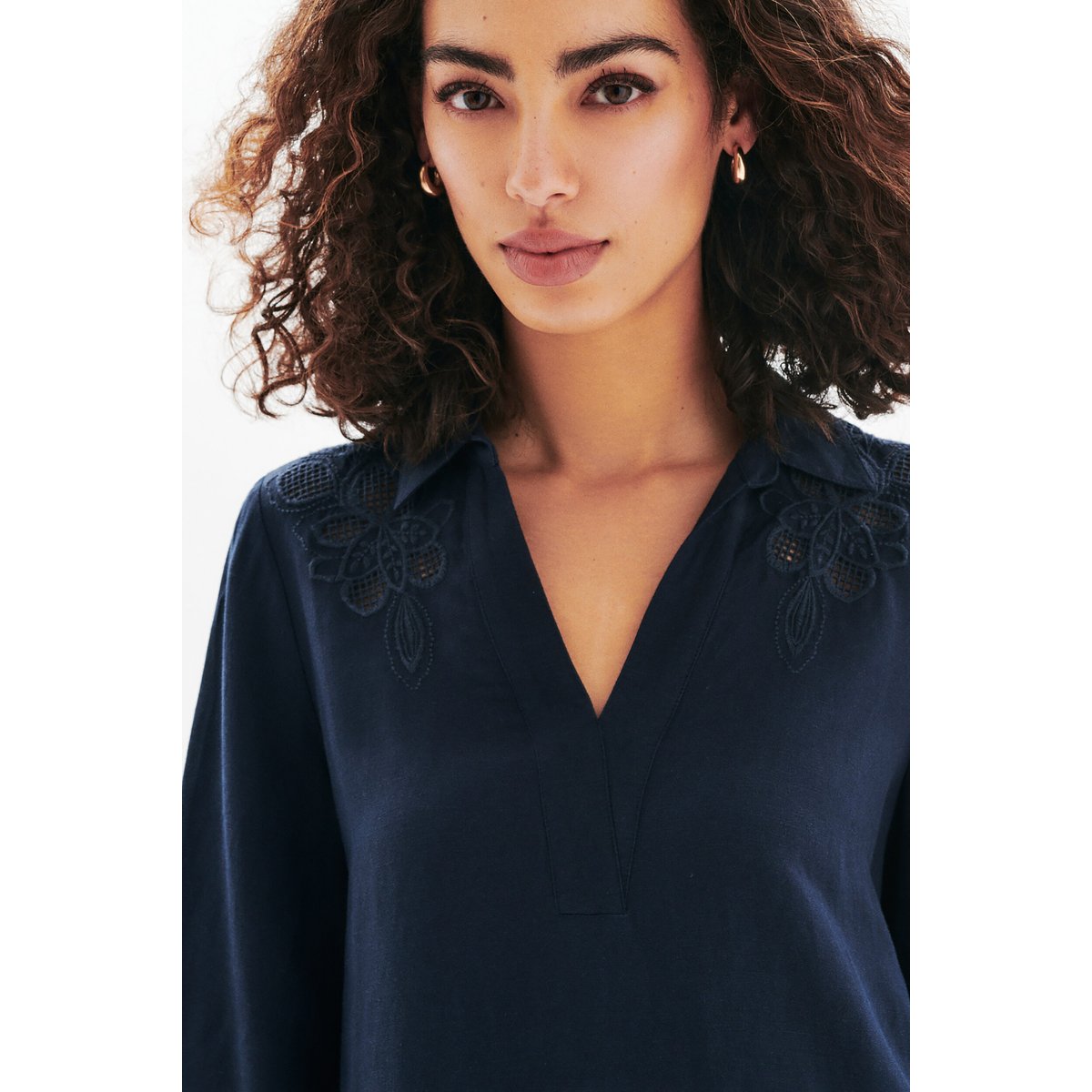 Robe courte en lin VANINA bleu marine, CAROLL