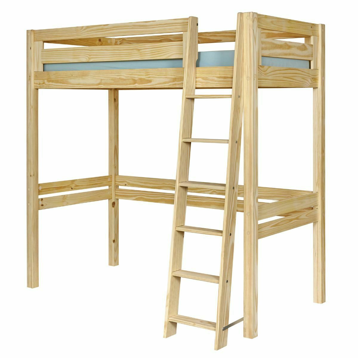 Pack lit mezzanine 2 places avec matelas Bois massif ORSAI bois naturel, AKITEN RETAIL