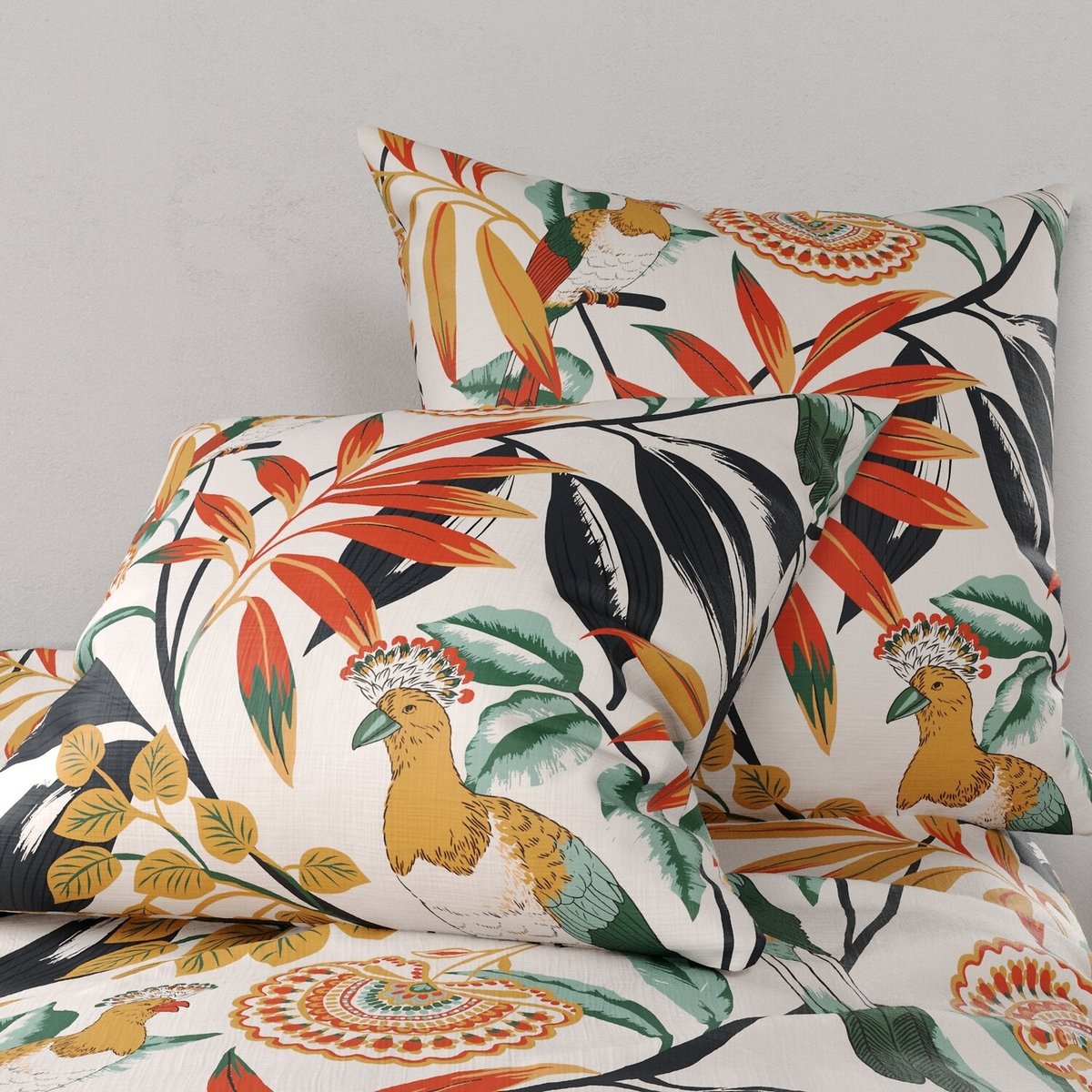 Parure imprimée avec housse de couette et taie(s) en coton, Ninon multicolore, ATELIER DU COTON