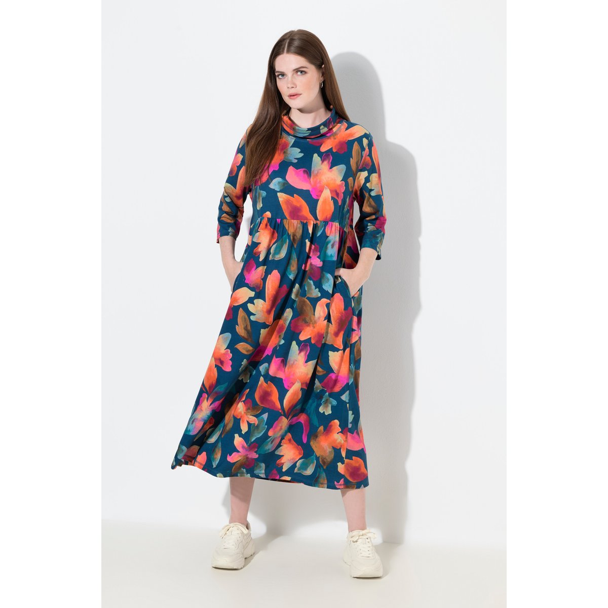 Robe maxi en jersey de coton bio marine, ULLA POPKEN