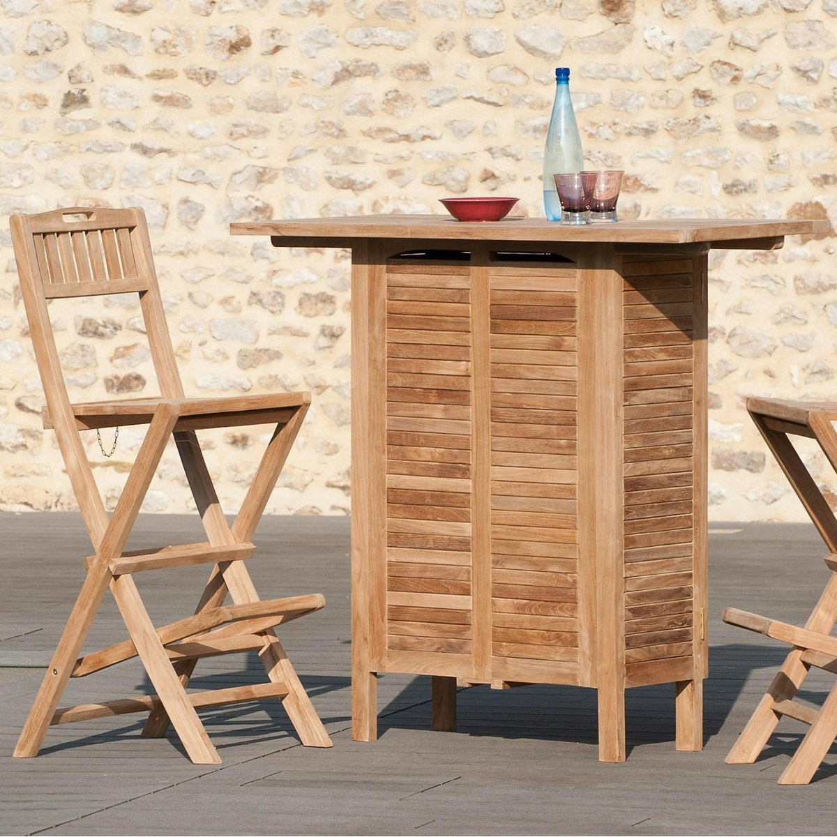 Bar de jardin en Teck brut massif 120cm SUMMER bois naturel, PIER IMPORT
