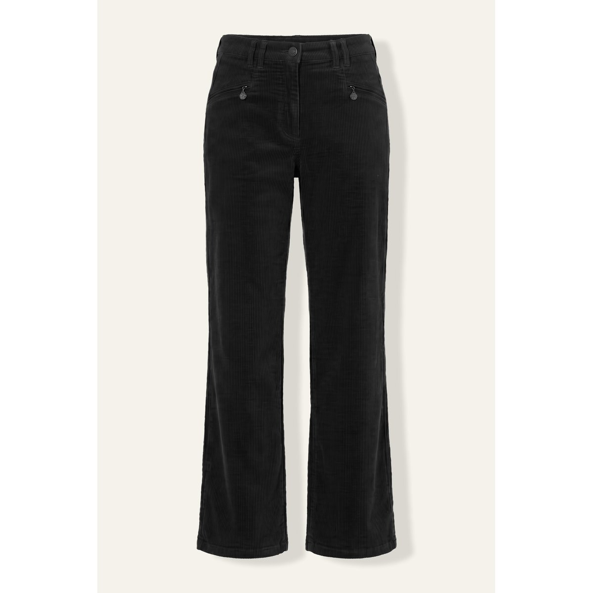 Pantalon en velours côtelé Mony, jambe large noir, ULLA POPKEN