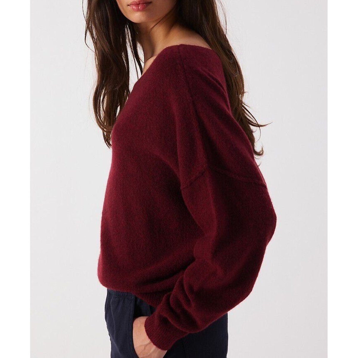 Damsville Boat Neck Jumper in Chunky Knit cherry, AMERICAN VINTAGE