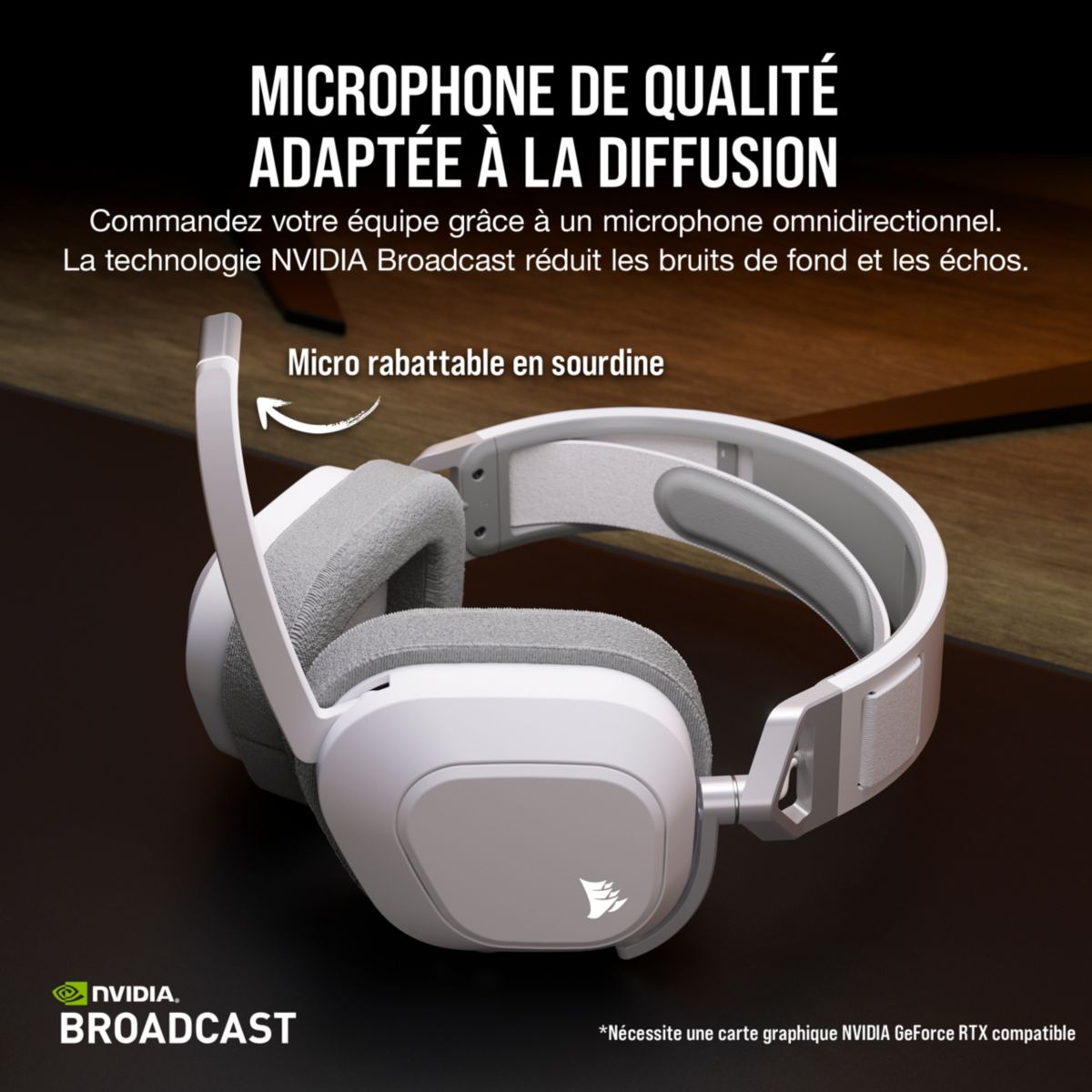 Casque gamer HS80 MAX Wireless blanc couleur unique, CORSAIR