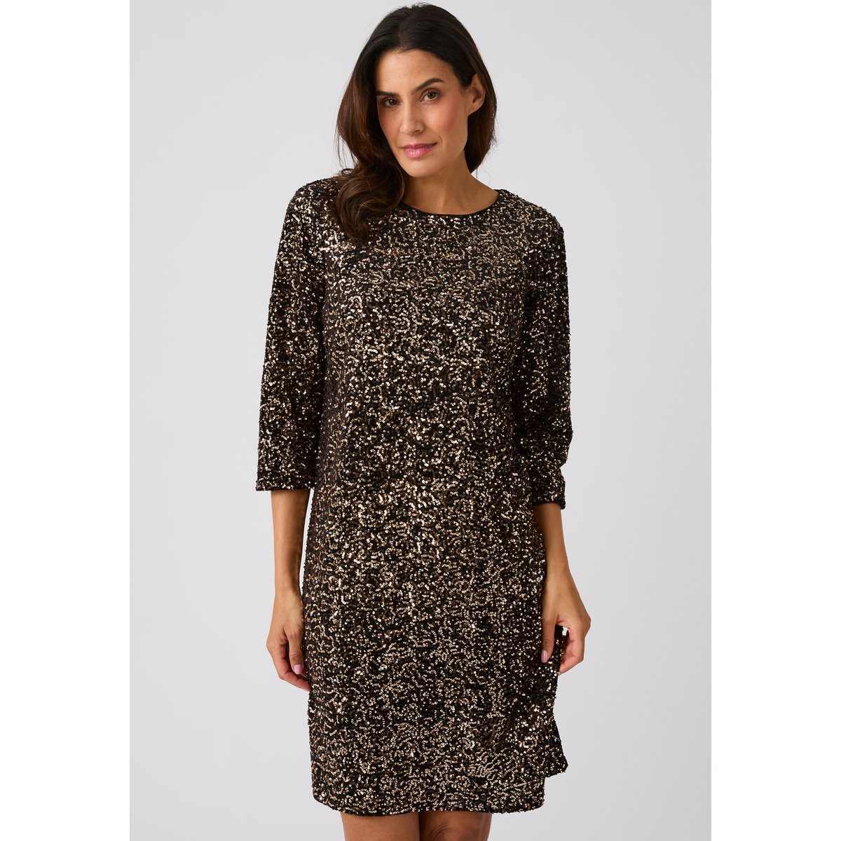 Robe à sequins bronze noir, DAMART