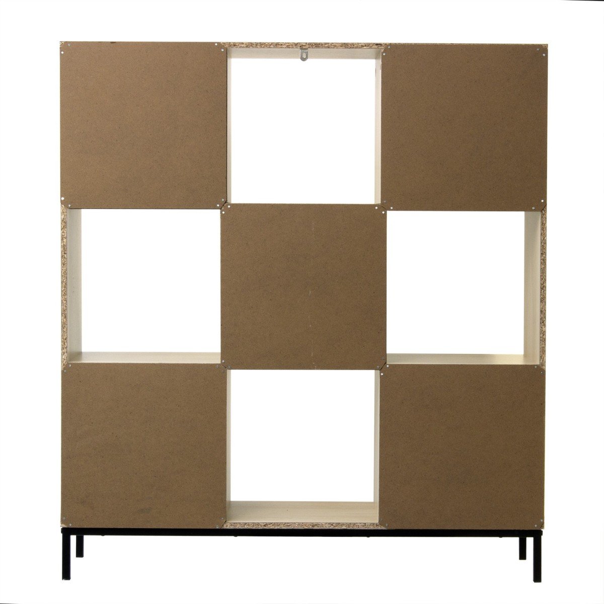 Etagère de rangement 9 cases avec pieds métal bois clair, CALICOSY