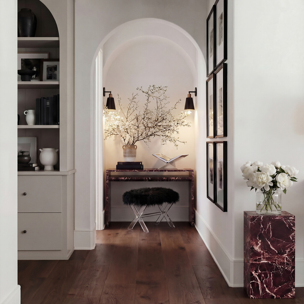 Rivington Rosso Levanto Faux Marble Desk dark red, ÉDITÉ