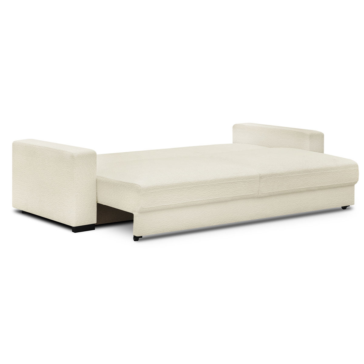 Canapé convertible 3 places en tissu bouclette - ROBIN ecru, HOMIFAB