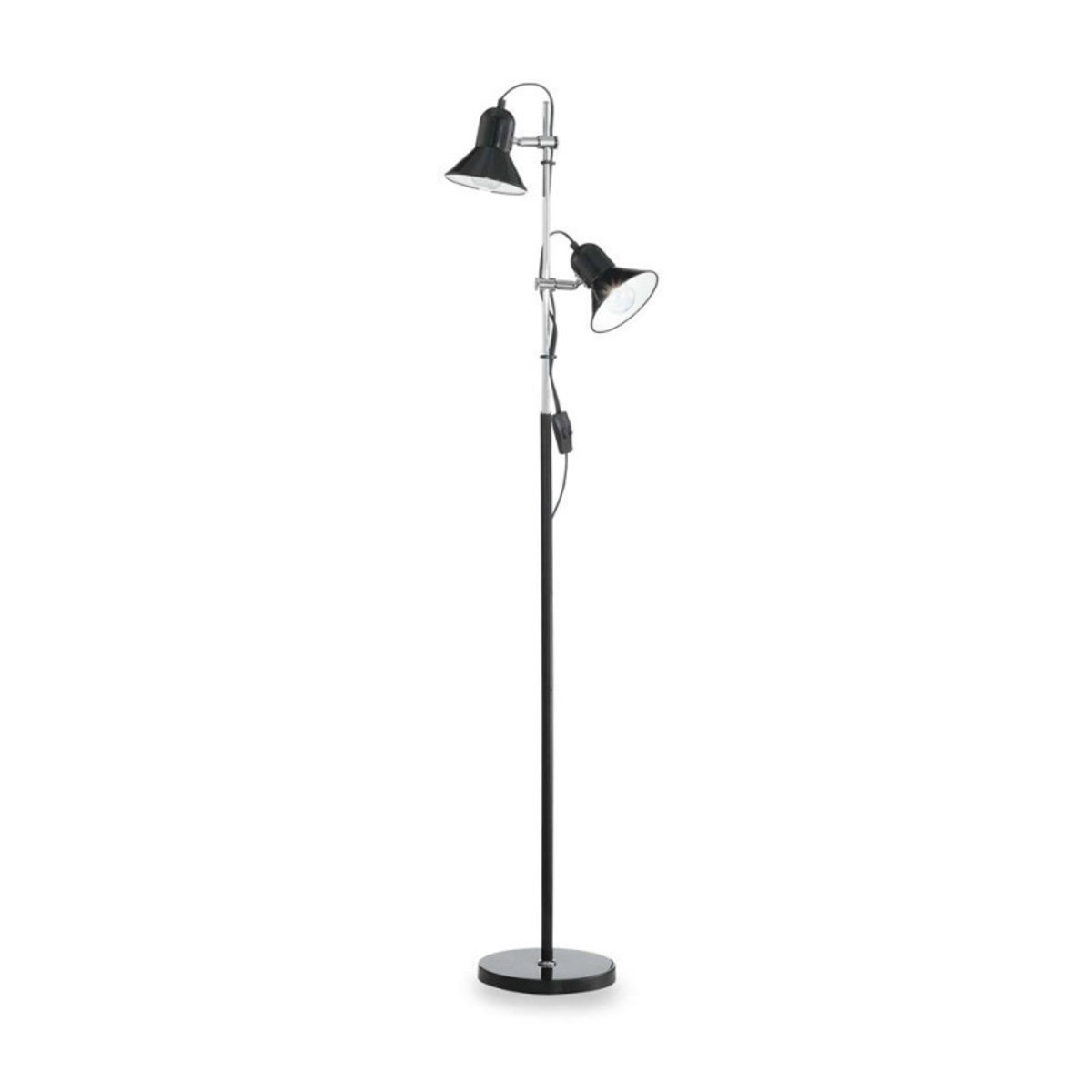 Lampadaire 2 diffuseurs métal noir et chrome Polly noir, MILLUMINE