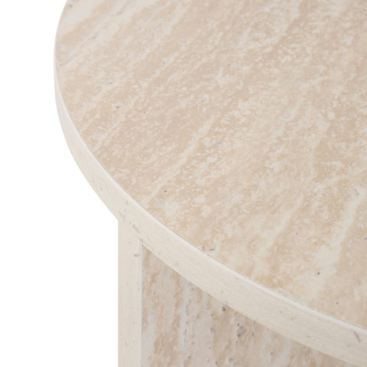 Table d’appoint ronde pieds croisés en bois ANAYA beige, ATMOSPHERA