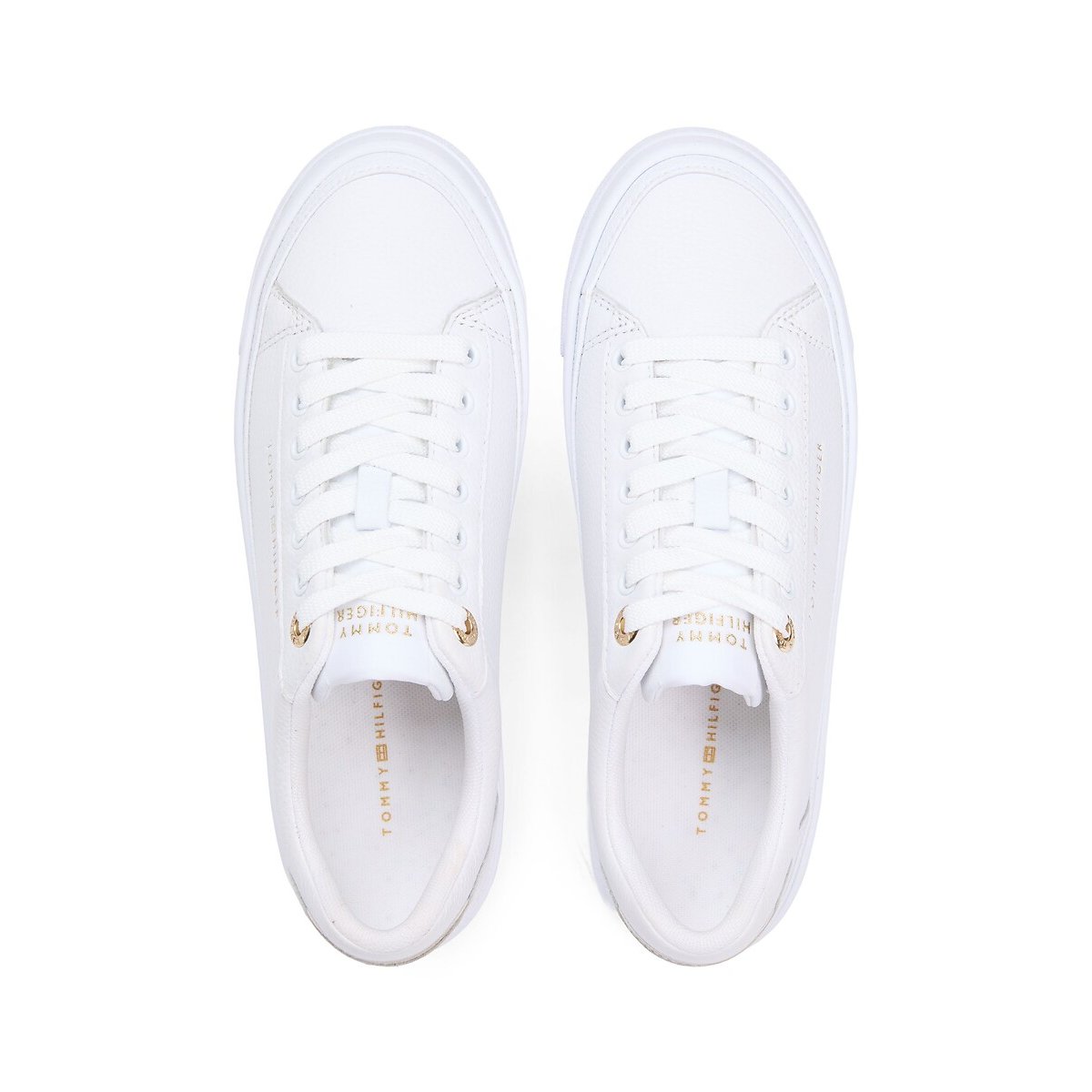 Leren platformsneakers TUMBLED wit, TOMMY HILFIGER