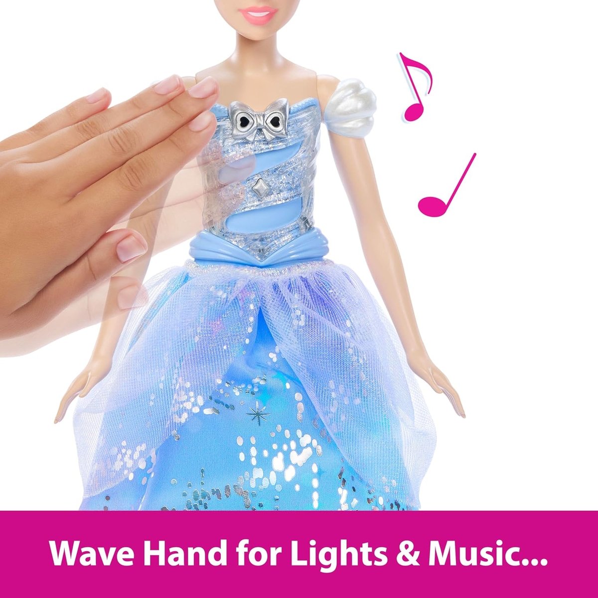 Disney Princess-Poupée Cendrillon et sa robe enchantée bleu, MATTEL