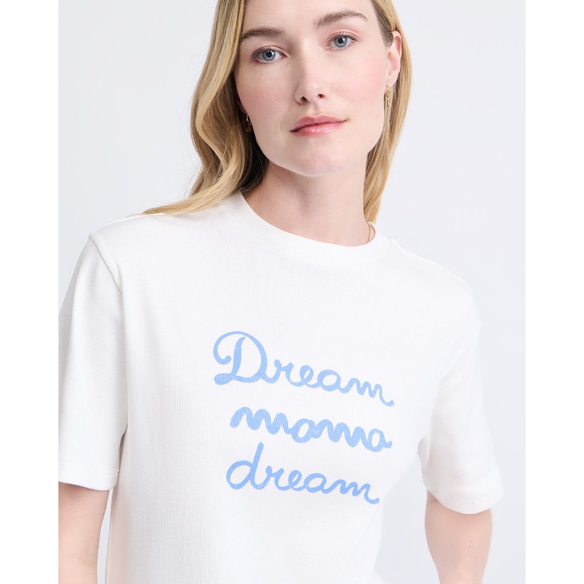 T-shirt Dream mama dream en coton bio côtelé blanc, EMOI EMOI