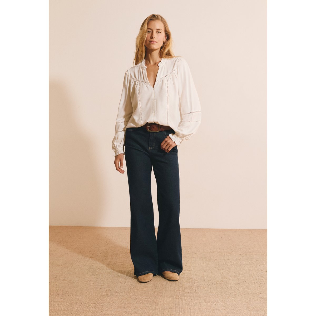 Blouse avec broderie BLONDINE BROD blanc, ETAM