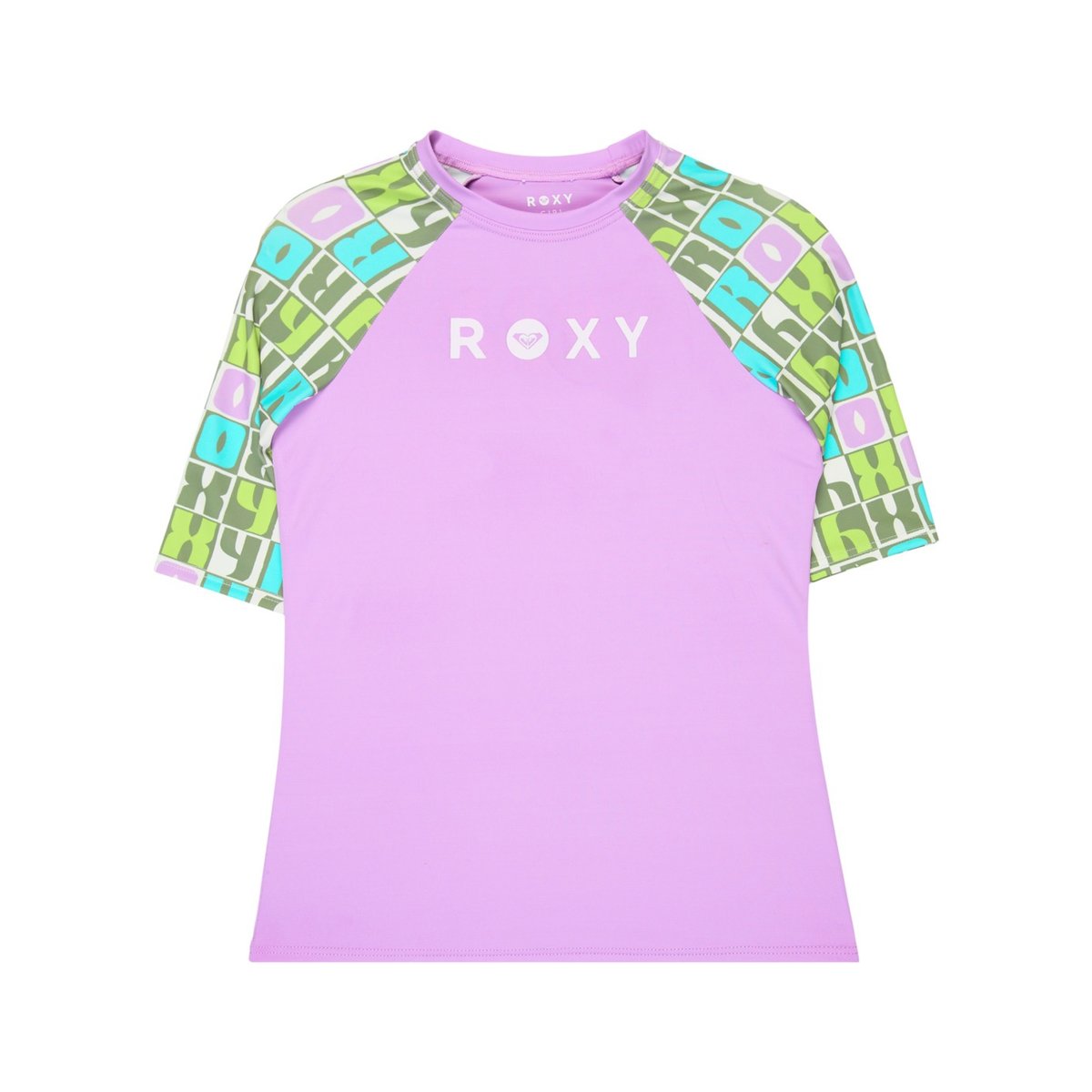 Lycra manches courtes. vert oil green letter up, ROXY