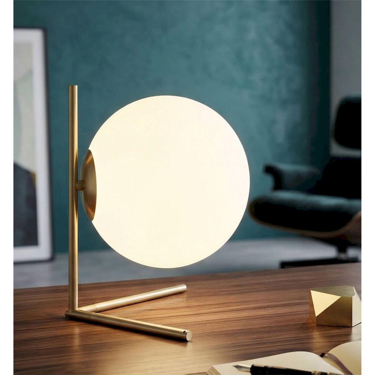 Lampe à poser globe en fer et verre GLAM blanc et doré, RECOLLECTION