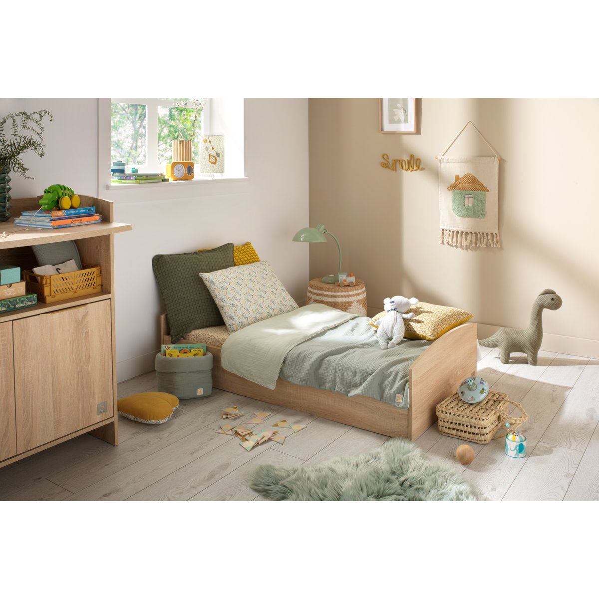 Lit évolutif - Little Big Bed en bois décor chêne doré marron, SAUTHON