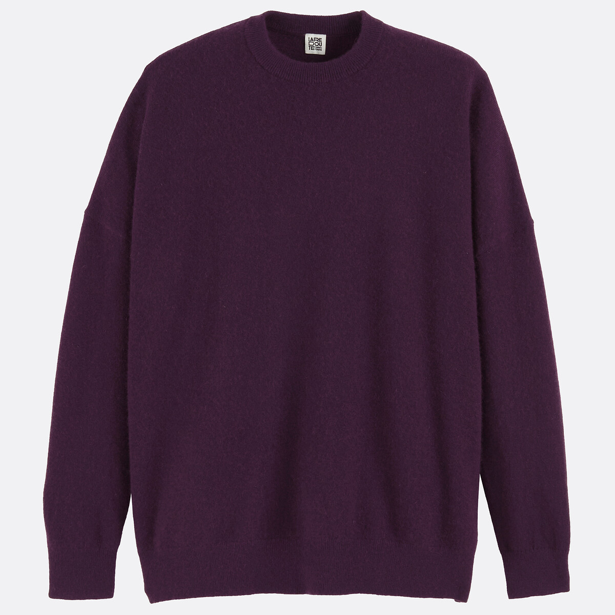Camisola folgada em caxemira com gola redonda violeta-escuro, LA REDOUTE COLLECTIONS