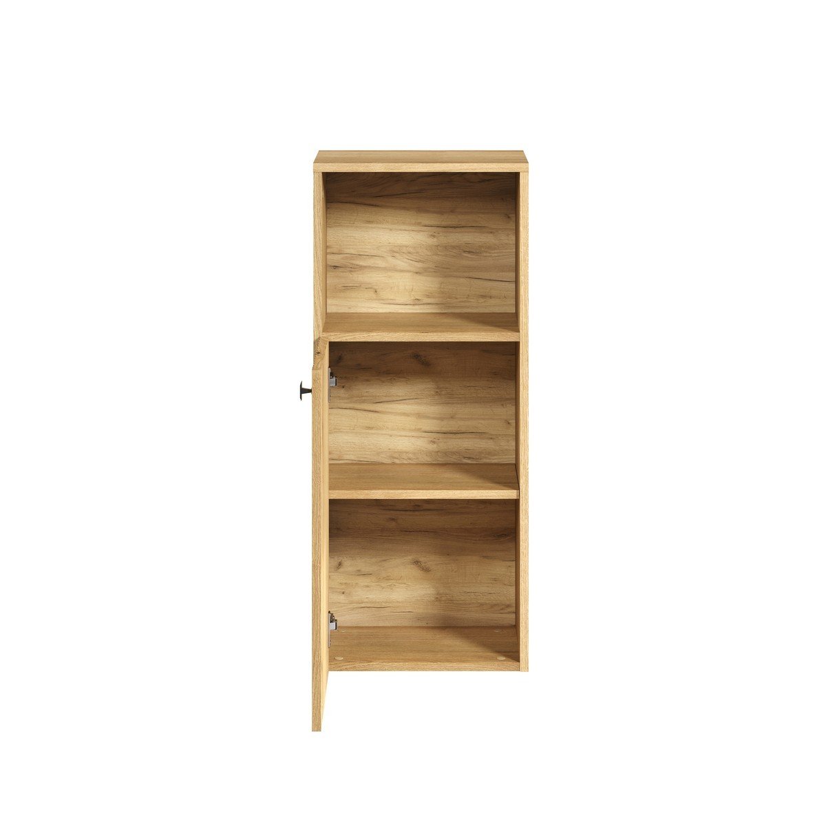 Rangement bas de salle de bain 1 porte et 1 niche L40 cm - PUREBLISS chêne blond et noir mat, CALICOSY