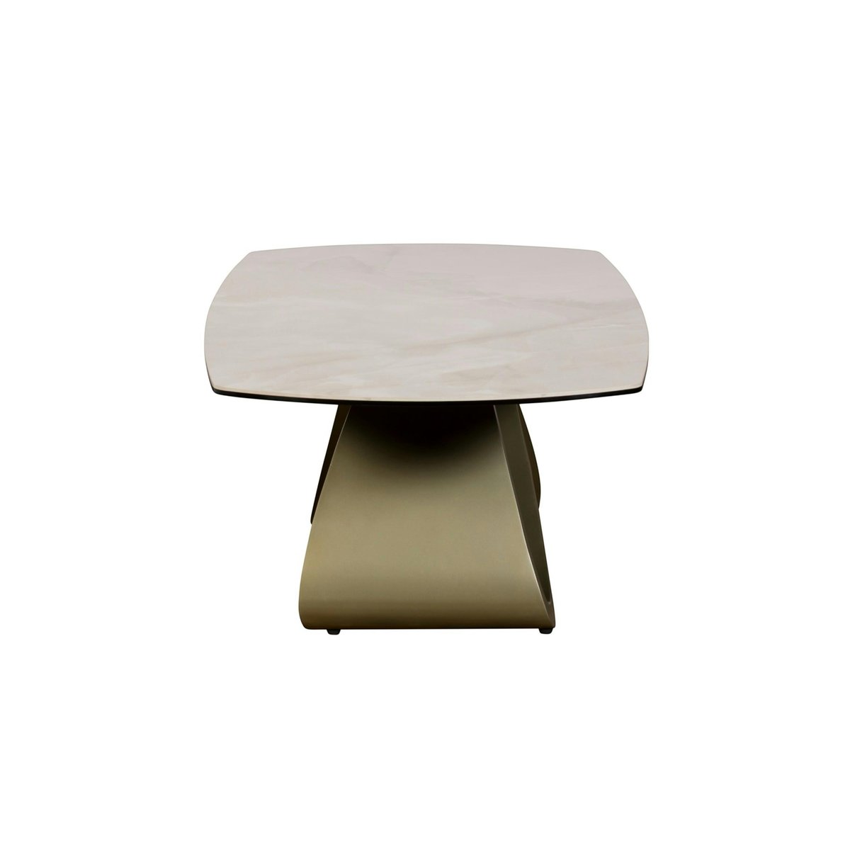 Table basse céramique brillante et pied graphique SYRA beige, PIER IMPORT