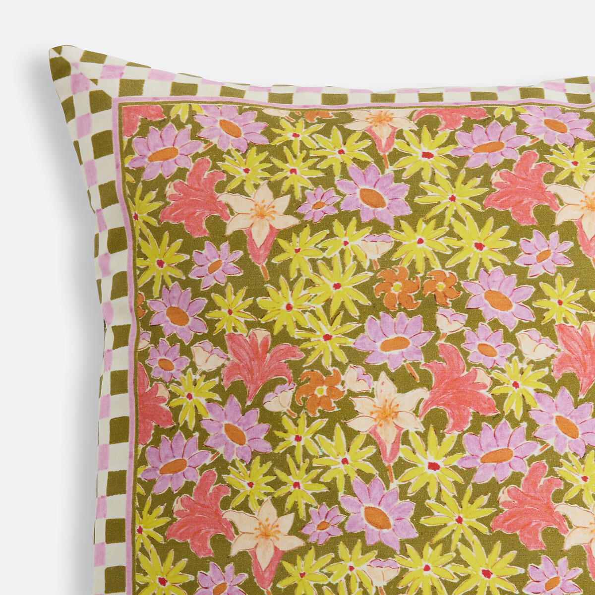 Housse de coussin carrée 45x45 cm, en coton imprimé fleurs, DELILA imprimé fleuri, LA REDOUTE INTERIEURS