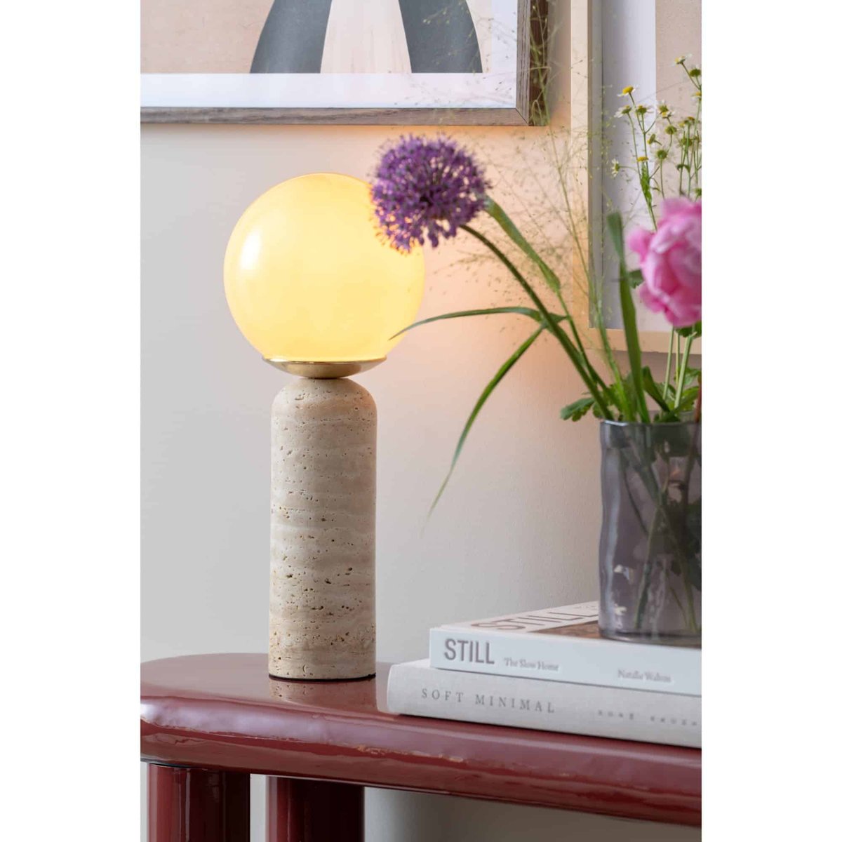 Lampe De Table Marbre LAZIO SPHERE crème, LEITMOTIV