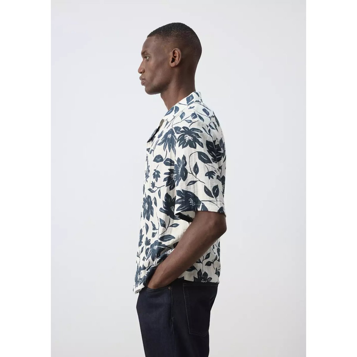 Chemise fluide imprimé fleuri beige, MANGO MAN