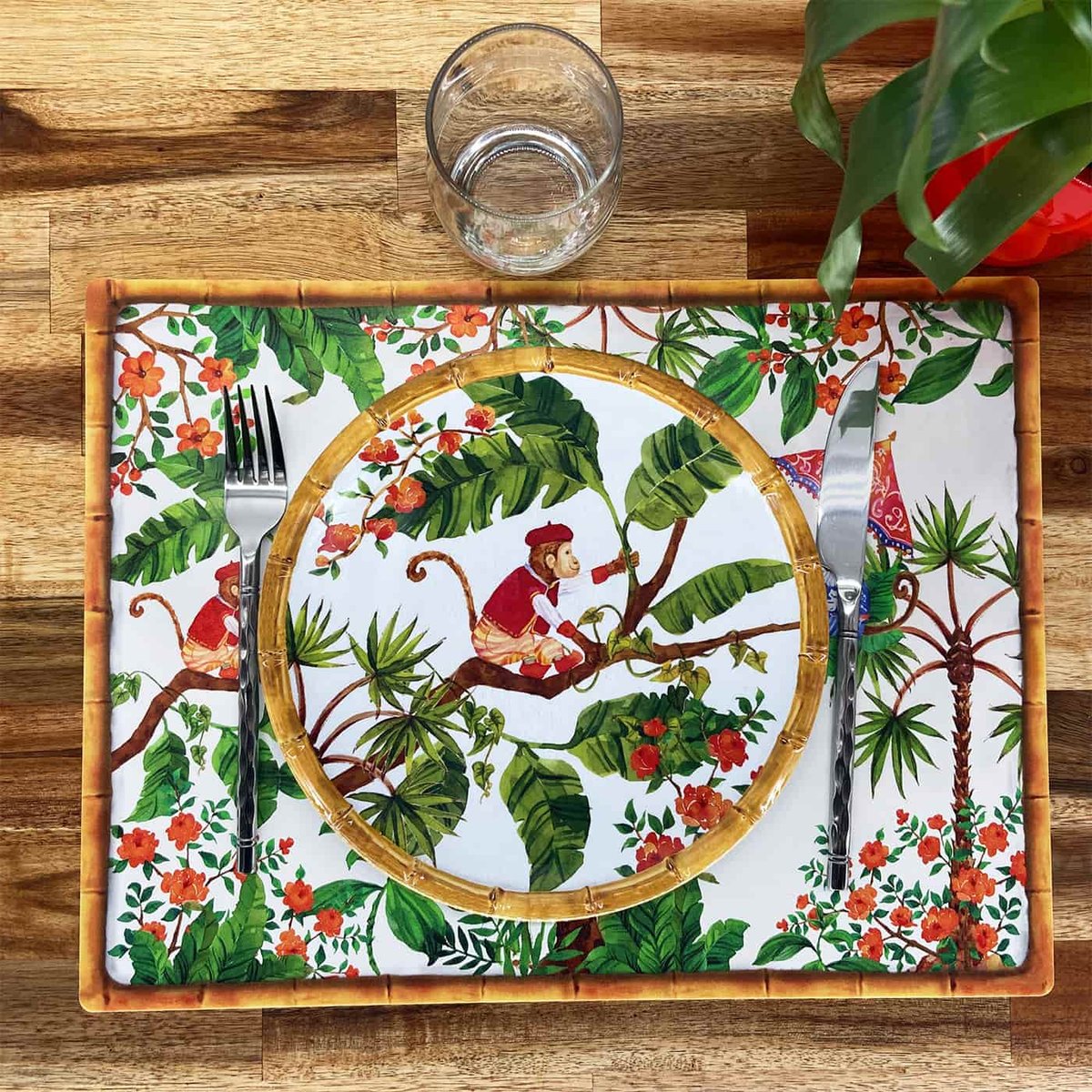 Set de table rectangulaire (40 x 30 cm) lot de 6 - Singes de Bali couleur unique, LES JARDINS DE LA COMTESSE