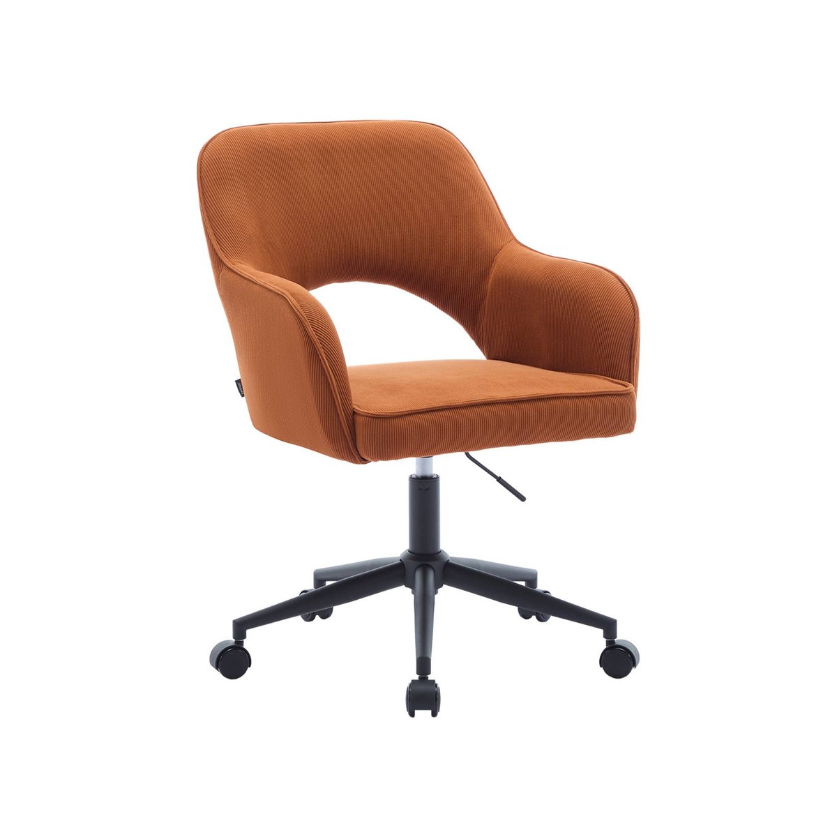 Chaise de bureau à roulettes velours côtelé JIM camel, SWEEEK