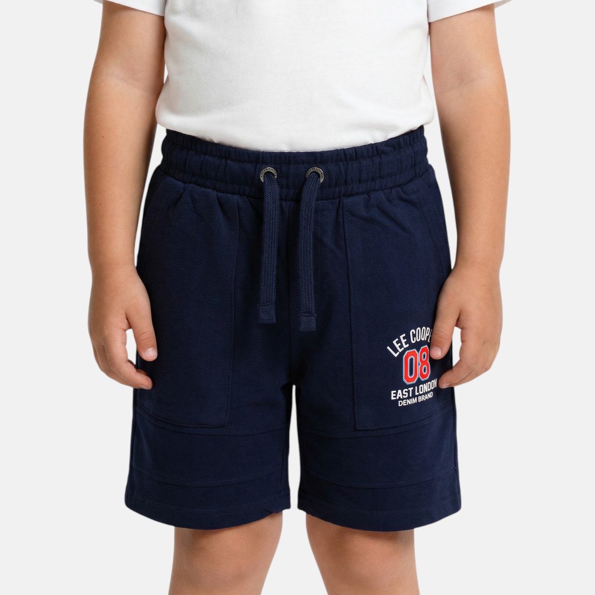 Bermuda molletonné à cordon et logo imprimé, coupe droite BADGE bleu marine, LEE COOPER
