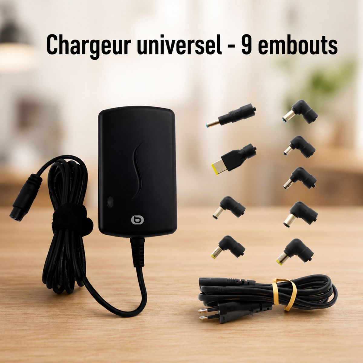 Chargeur ordinateur portable 45W PC universel 9 embouts couleur unique, ESSENTIEL B