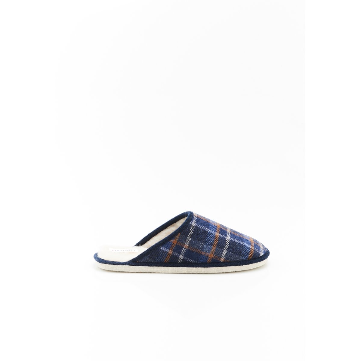 Chaussons Thermolactyl semelle laine bleu carreaux marine, DAMART