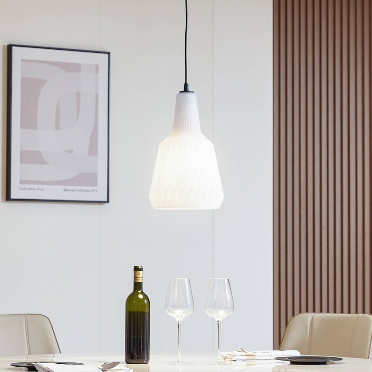 Suspension en verre vintage, Belarion opale, LINDBY