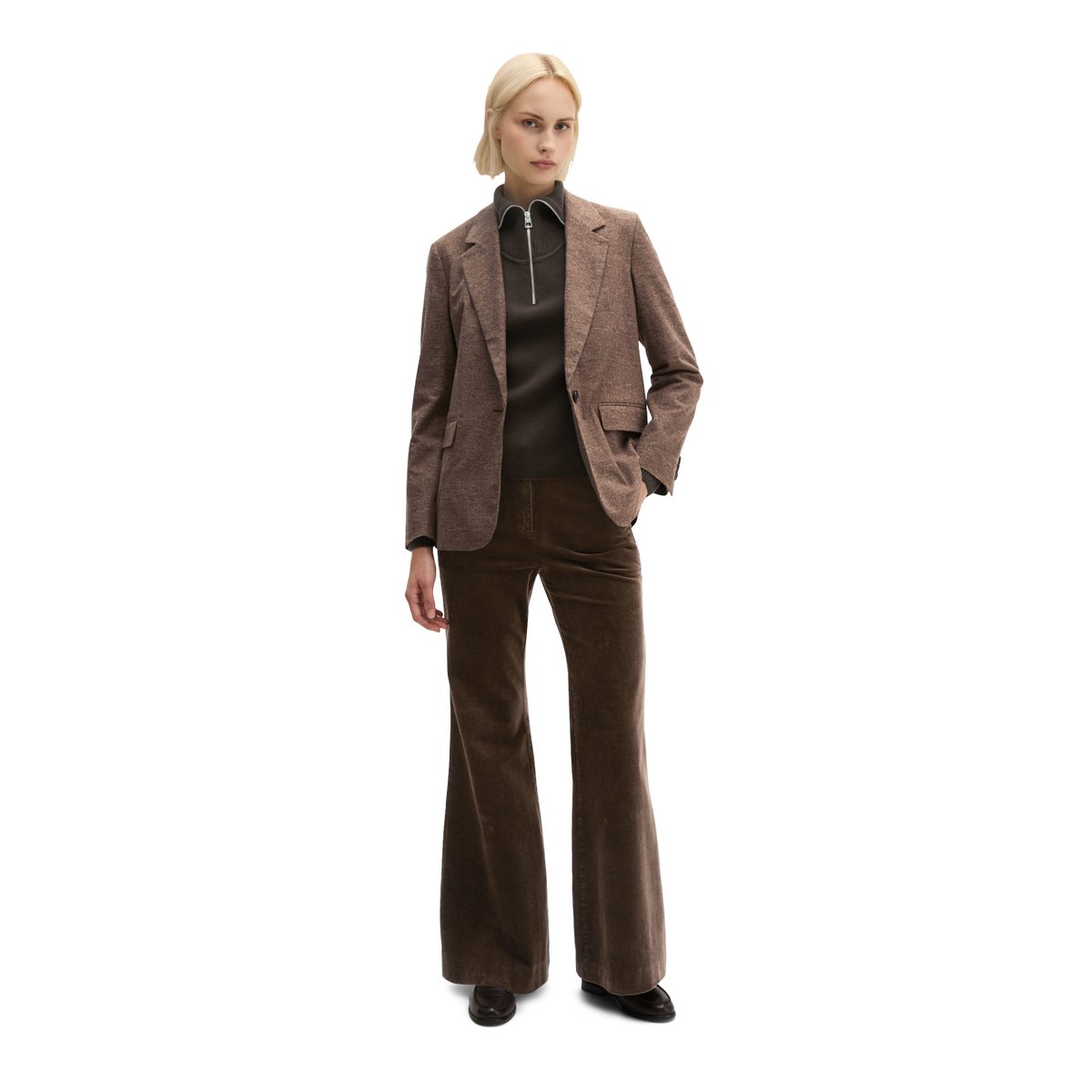 Blazer à carreaux Glencheck, coupe regular en coton stretch marron, MARC O'POLO