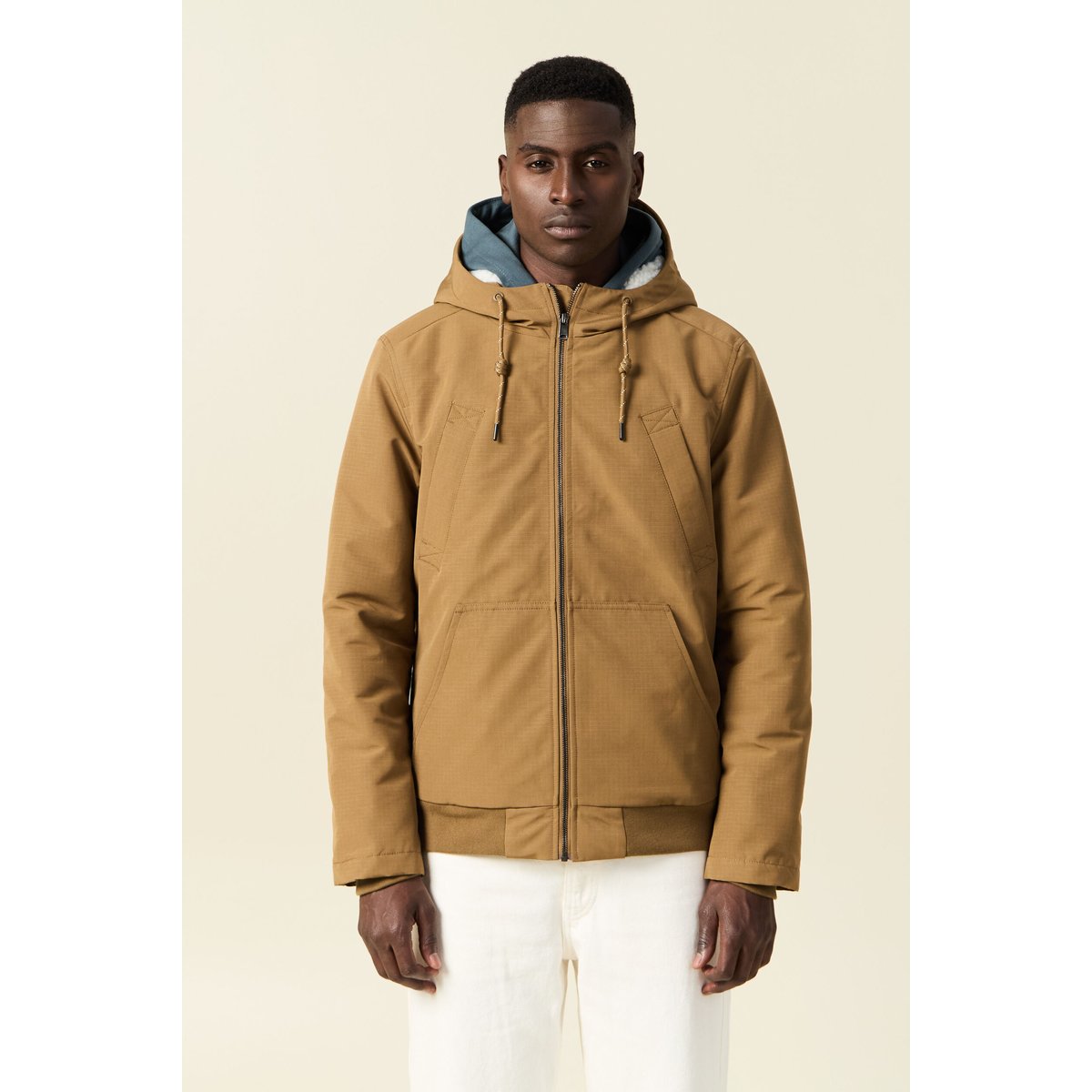 Parka courte à capuche beige, BONOBO