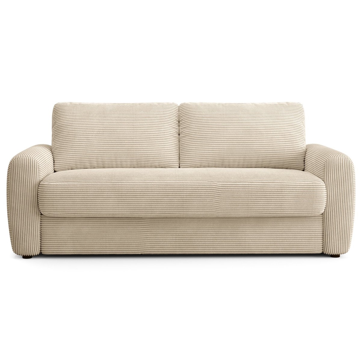 Canapé droit convertible 3 places en velours côtelé - ouverture express - SALVIA beige, HOMIFAB