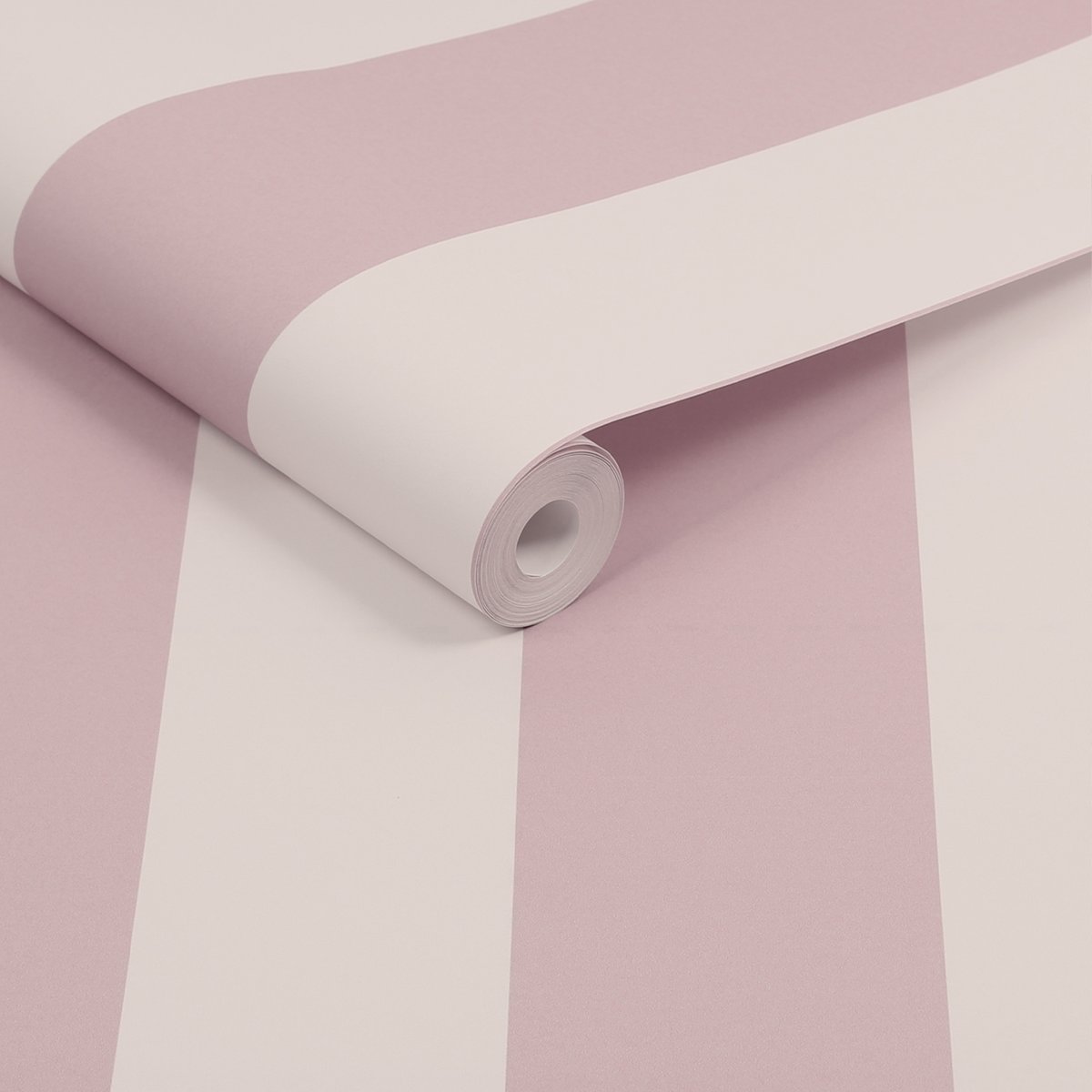 Papier peint Grandes rayures vanille-fraise rose, JOULES