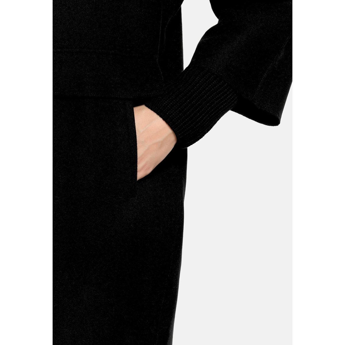 Manteau en laine à détails tricotés noir, BETTY BARCLAY