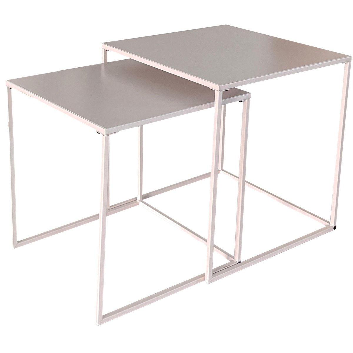 Set de 2 tables basses gigognes en métal beige 38x38x41cm beige, WADIGA