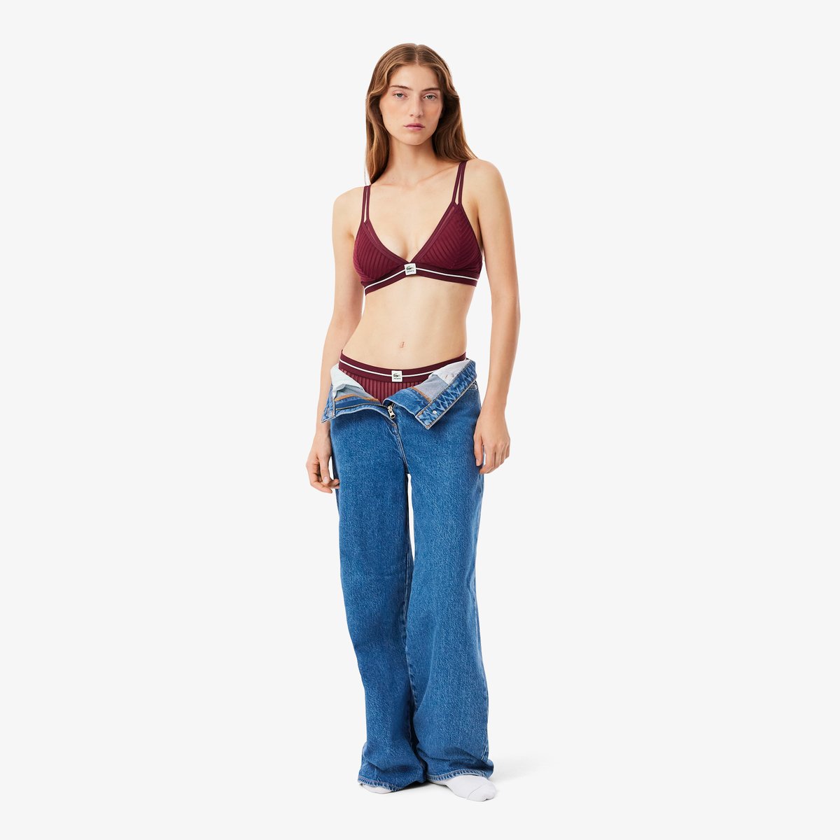 String mesh rayé velours rouge-drd, LACOSTE