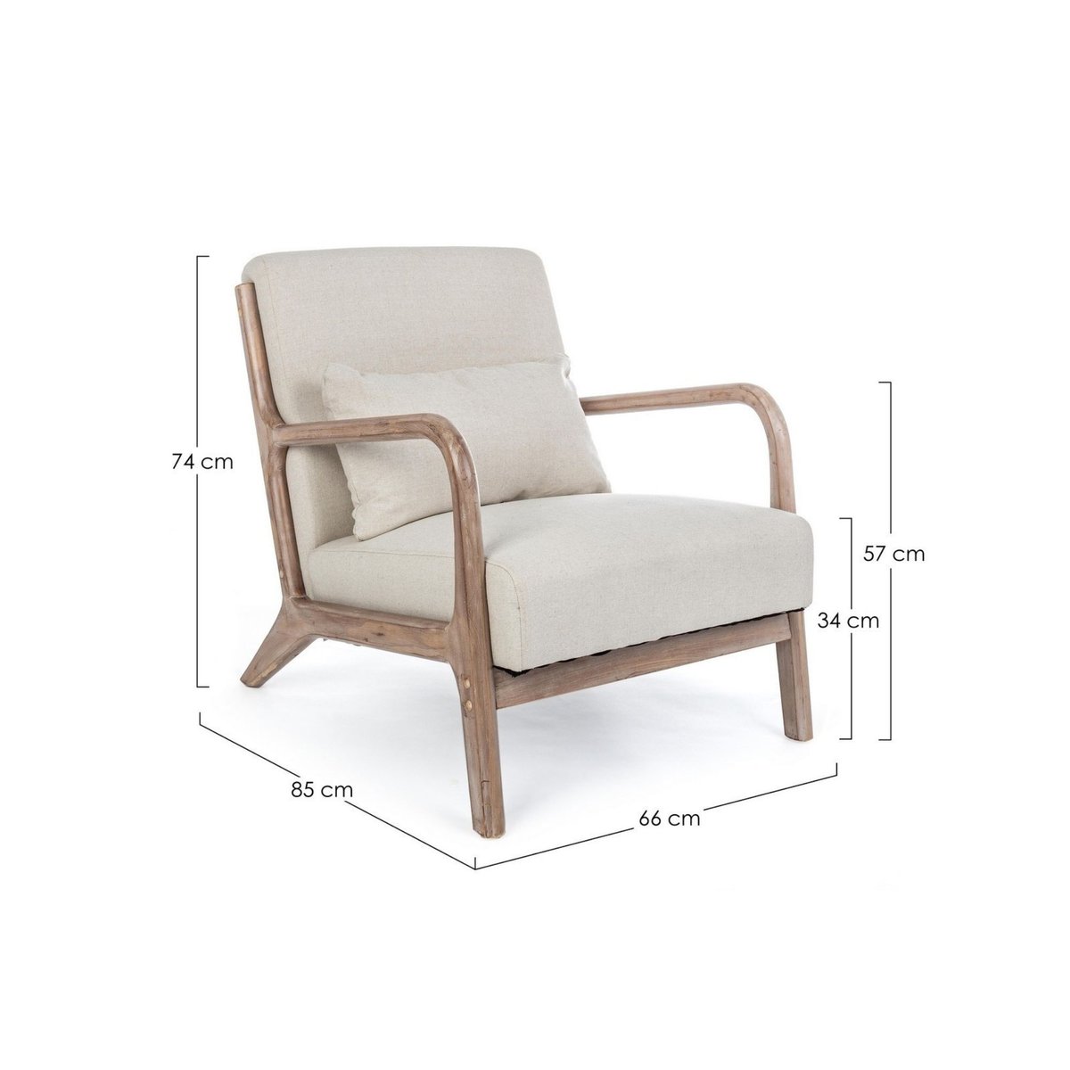Fauteuil avec accoudoirs en lin matelassé - SEVENTIES marron, HELLIN, DEPUIS 1862