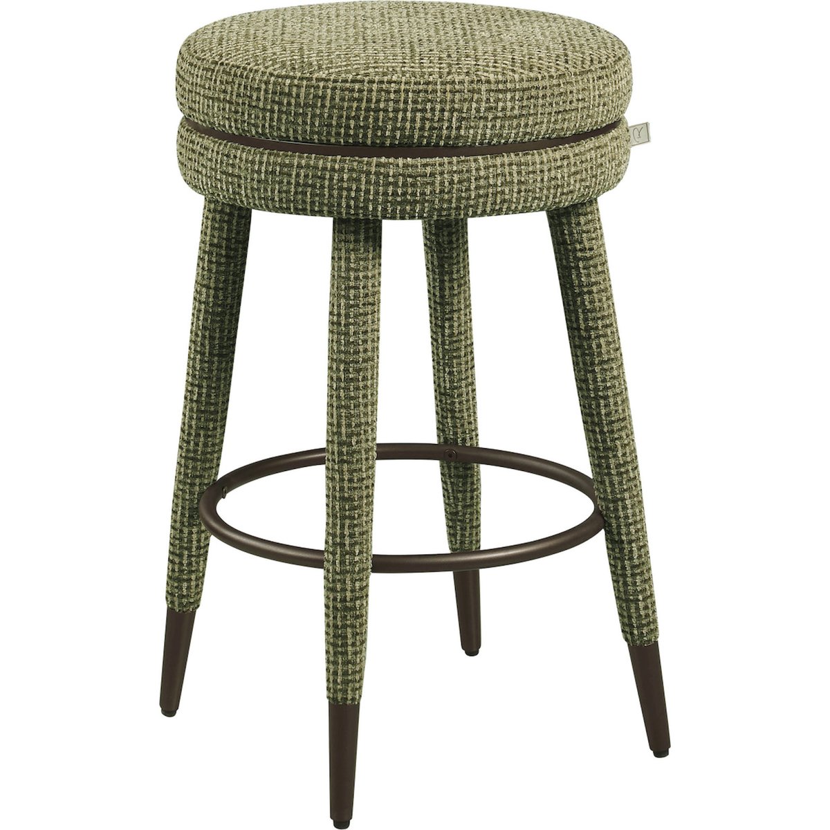 Tabouret de comptoir pivotant en tissu vert blockweave, RECOLLECTION