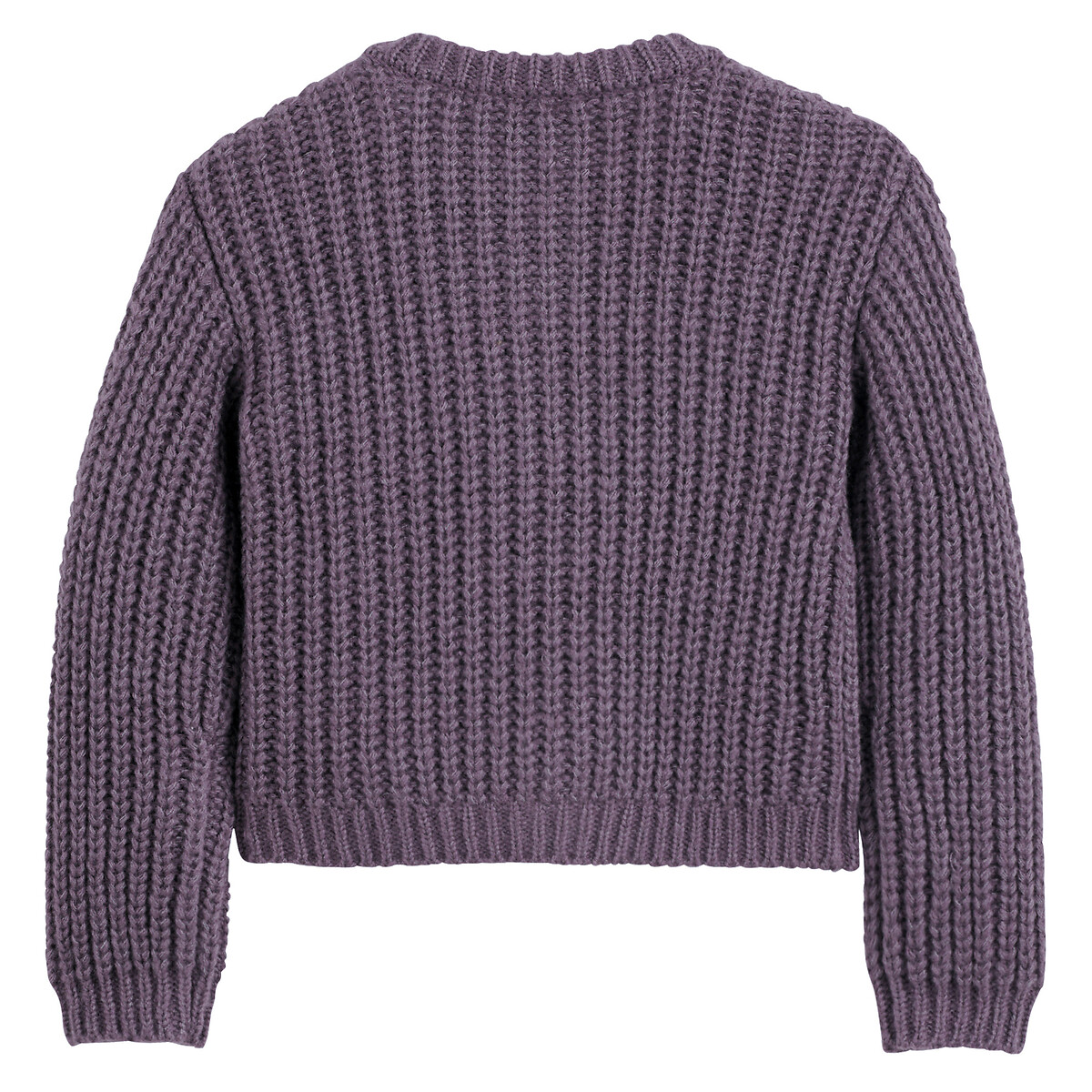 Gilet col rond, boutonné, en grosse maille violet, LA REDOUTE COLLECTIONS