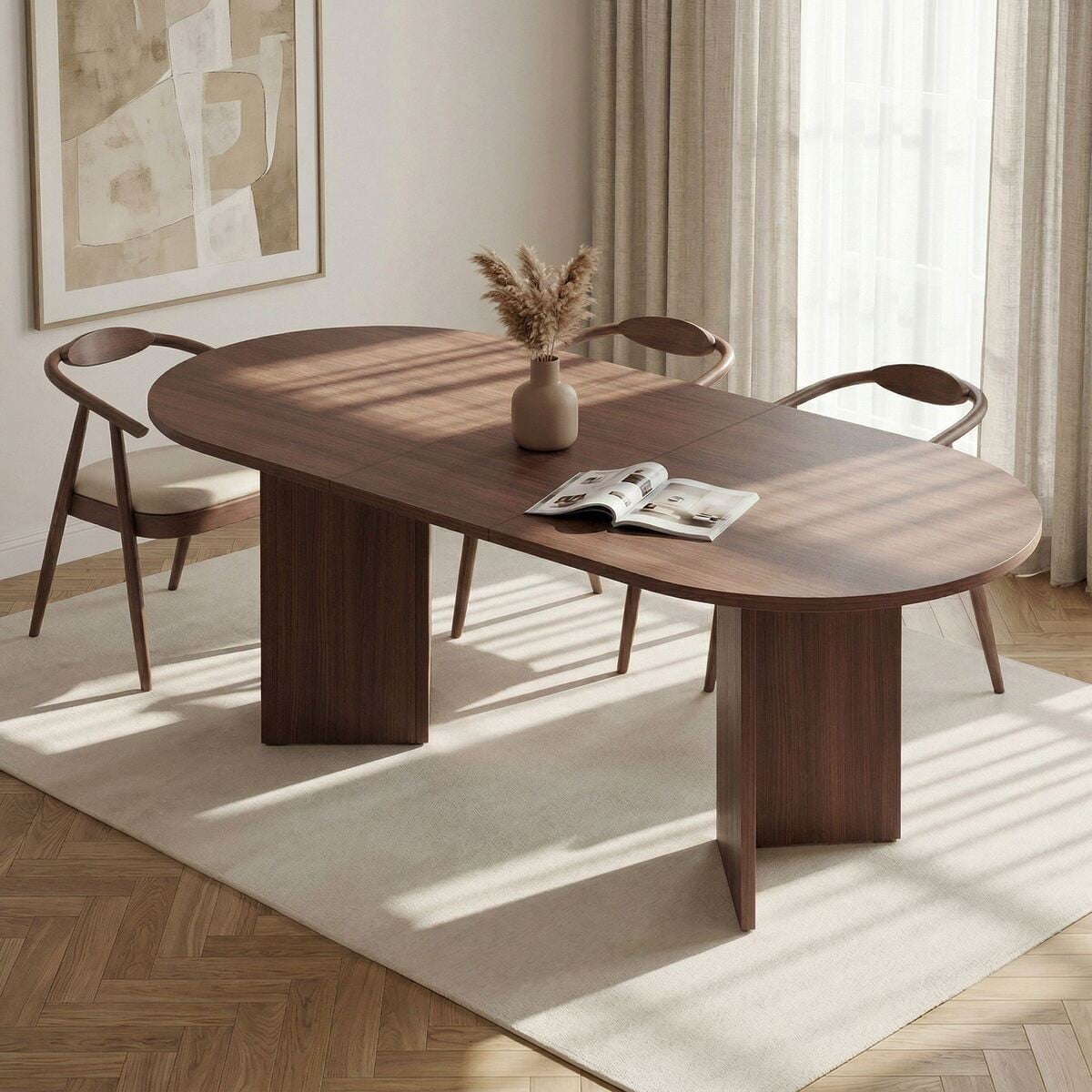 Table à manger extensible 6 à 8 places LOU noyer, CALICOSY