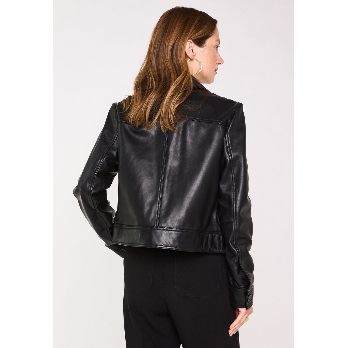Blouson court en 100% cuir PACHA noir, Maison 123