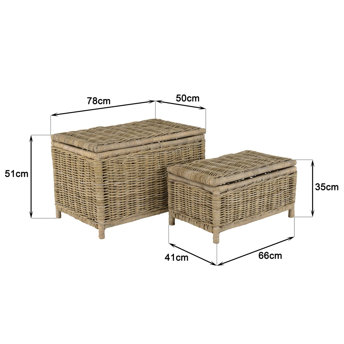 Coffre en rotin et kubu (lot de 2) MANY bois naturel, PIER IMPORT