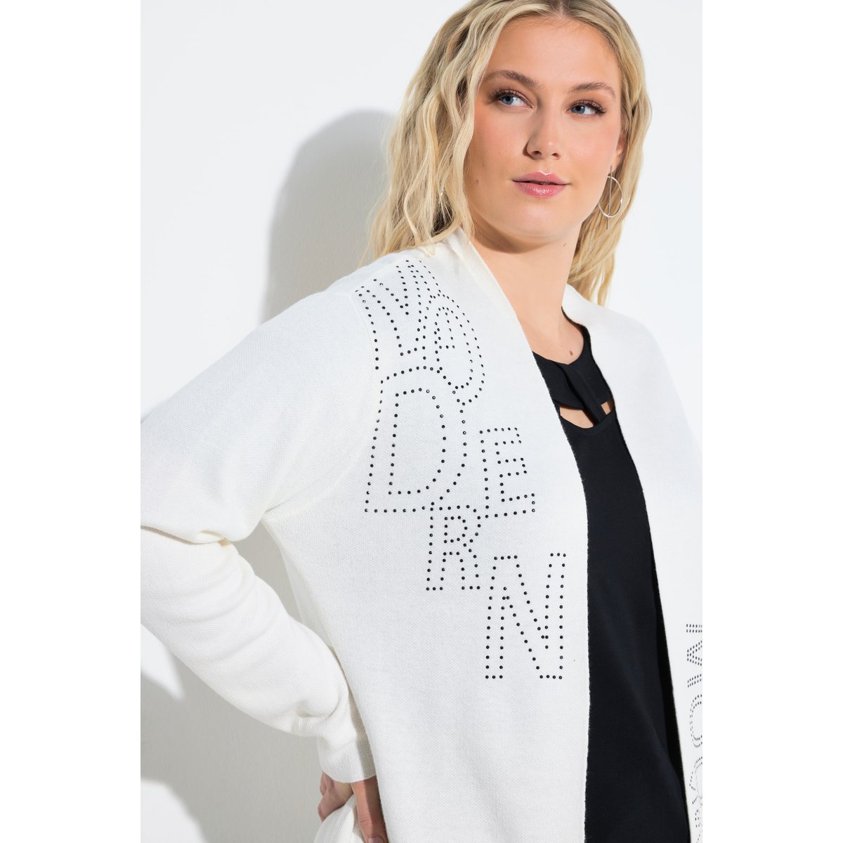 Cardigan avec message blanc cassé, ULLA POPKEN